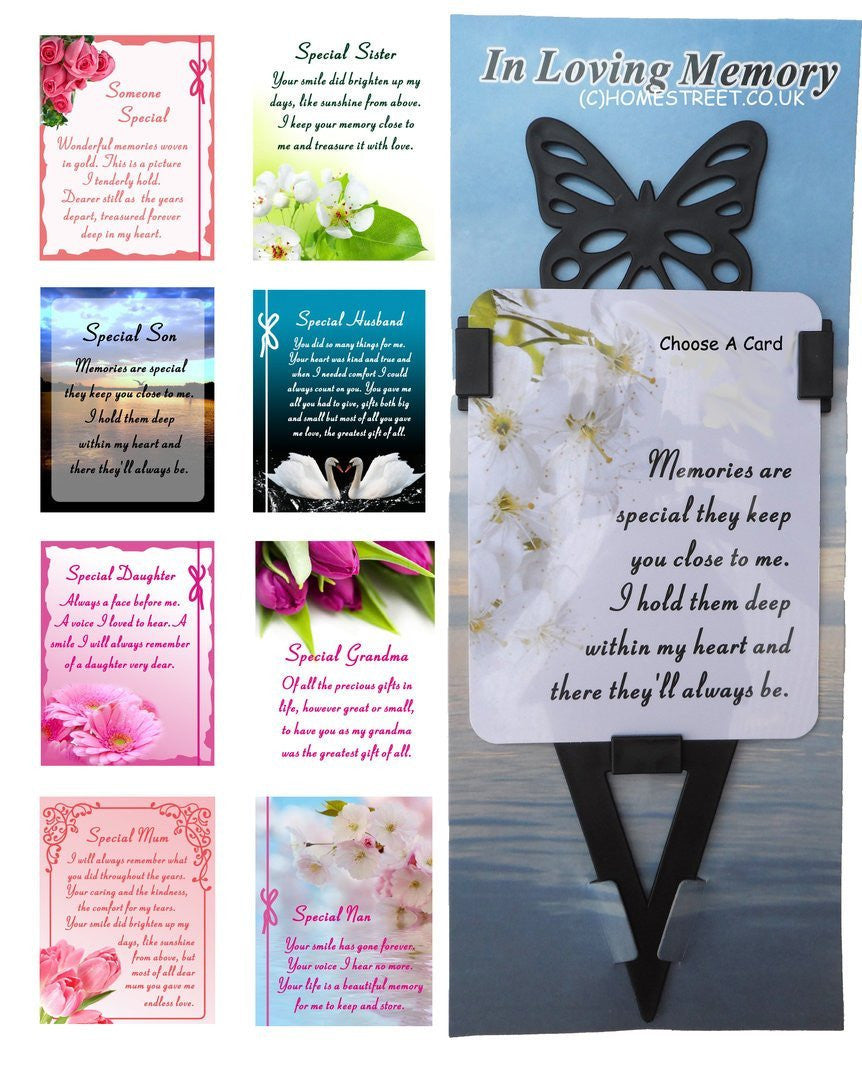 Mum And Dad Memorial Laminated Card With Butterfly Stake Holder And Special Message By Homestreet
