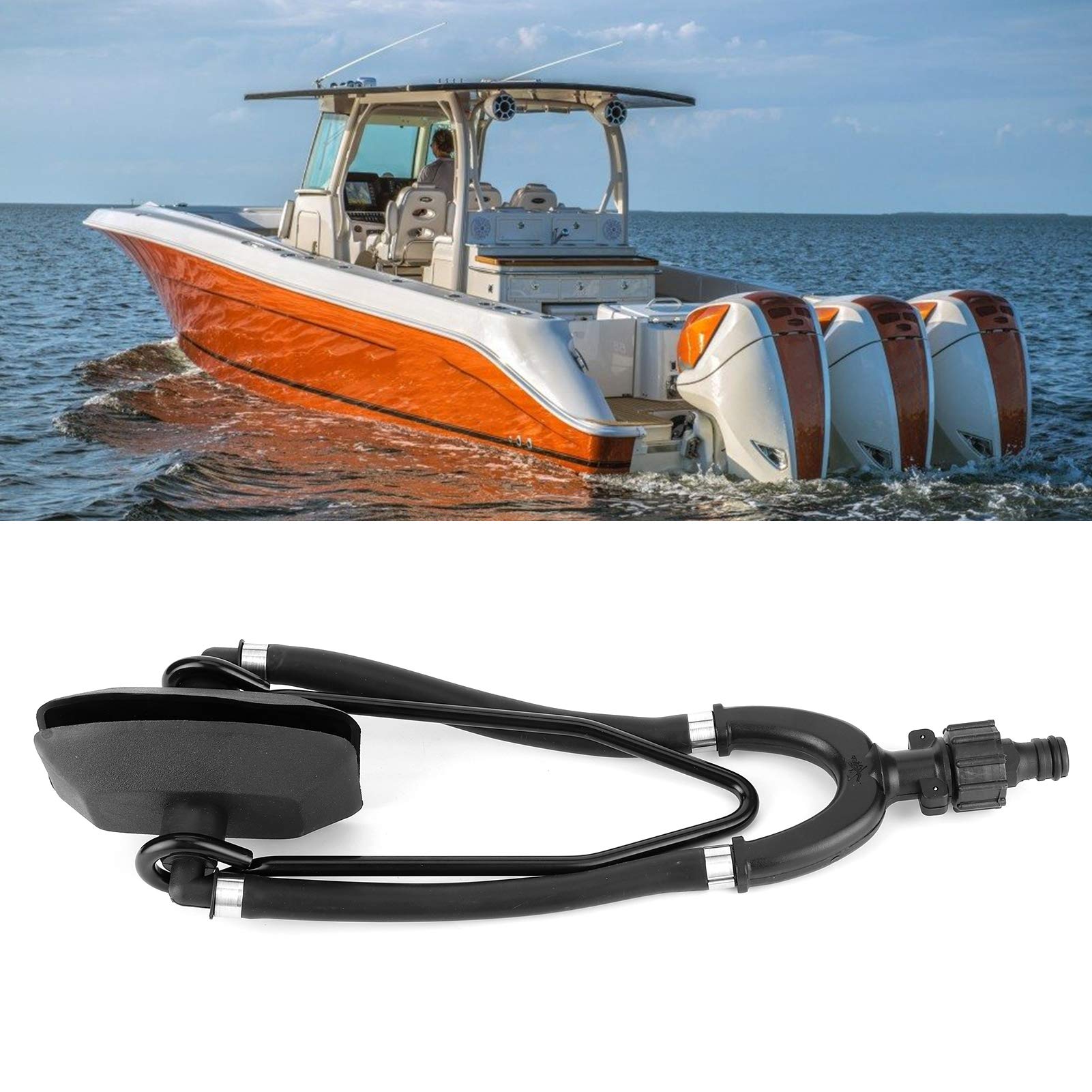 Qiilu Outboard Motor Water Flusher, Dual Feed, Large Rectangular Ear Muffs, Fast Connection, Suits Most Outboards & Stern Drives