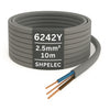 SHPELEC? 6242YH Twin and Earth Cable - 2.5mm | Electrical Mains Socket Ring Wire BASEC Approved - Multiple Lengths (10metres - 2.5mm Twin and Earth