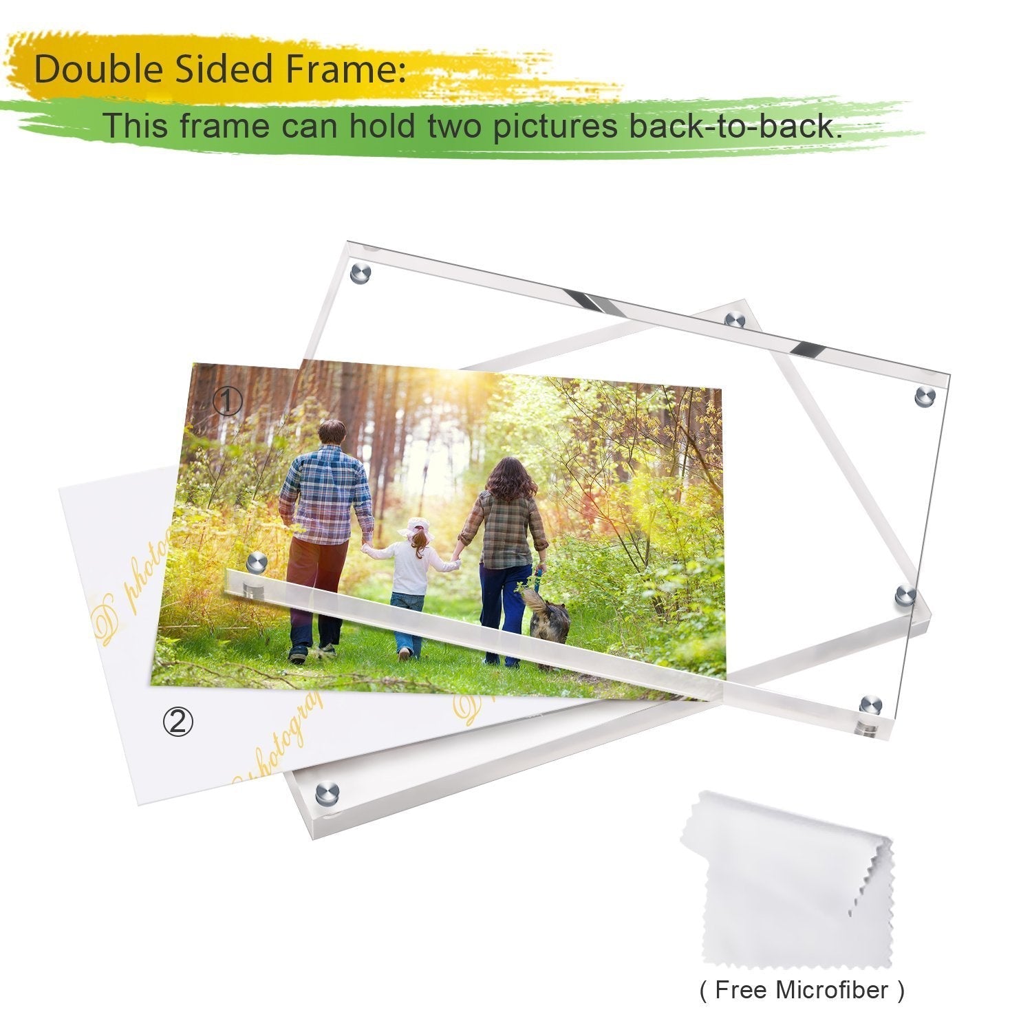 Boxalls Acrylic Photo Frame 13 x 18 cm (5 x 7 inch)-Set of 5, Double Sided Picture Frame with Magnetic, Clear Frameless Desktop Photo Block