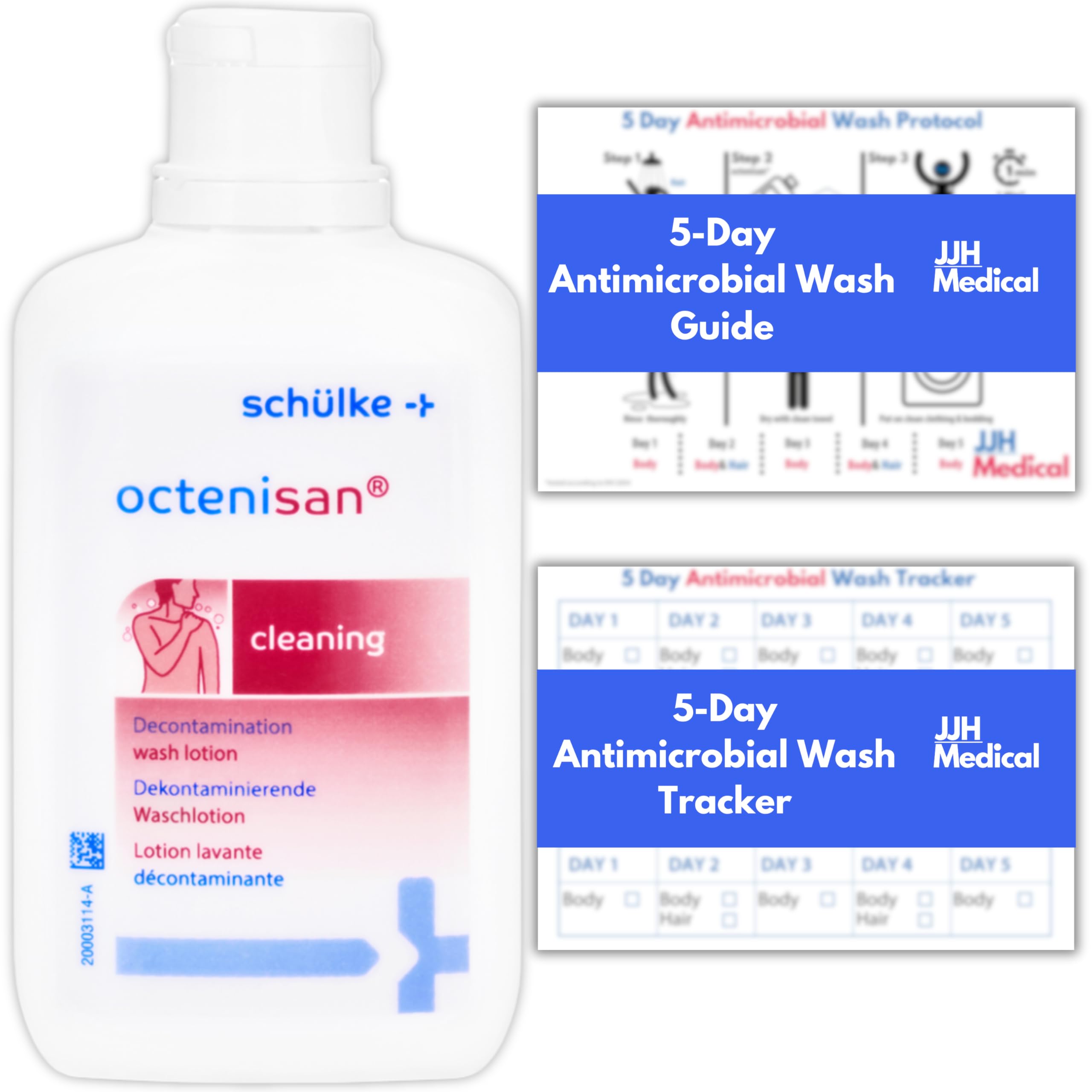 Schulke Octenisan Antimicrobial Body Wash 150ml ? Antimicrobial Body Wash for Whole-Body Cleansing, Includes JJH Medical 5-Day Protocol Guide &