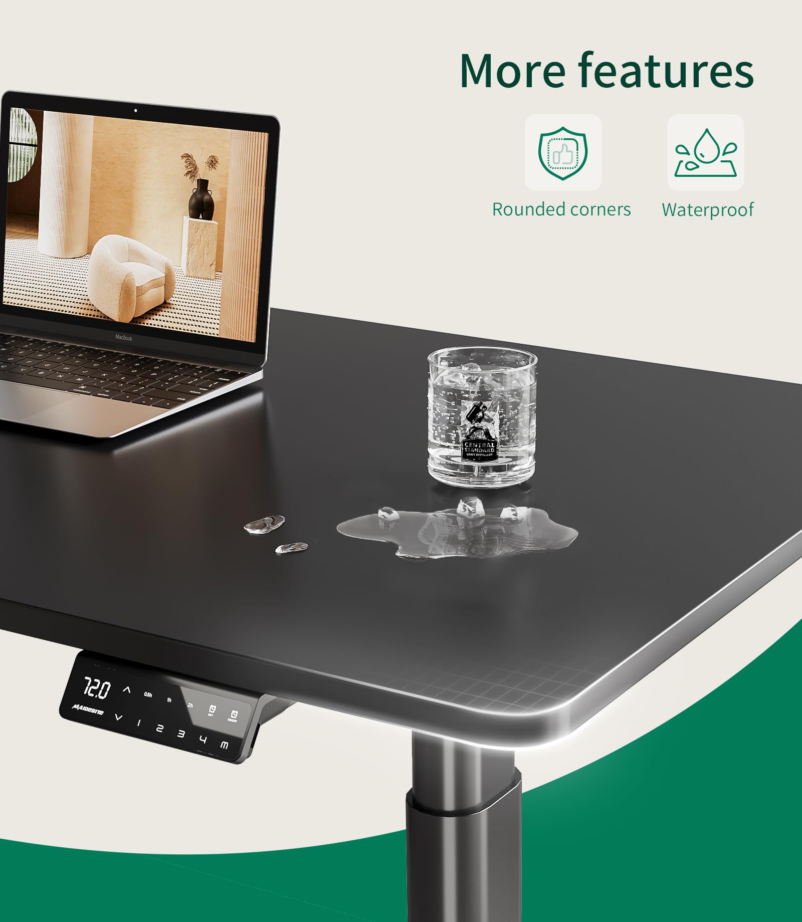 MAIDeSITe Table Top,Desktop for Height Adjustable Electric Standing Desk,120 * 60 * 2.5 cm