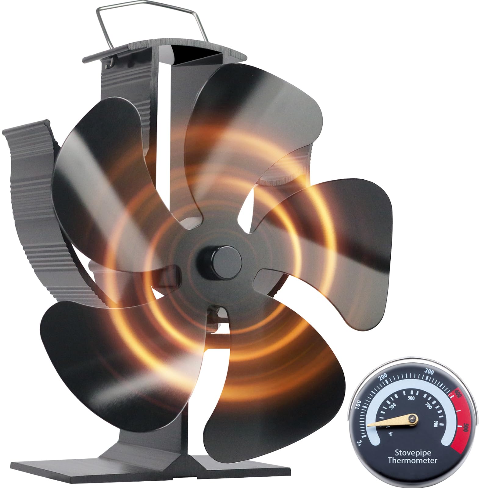 Tomersun Log Burner Fan 5 Blades Wood Burning Stove Heat Powered Fireplace Fan for Wood/Log Burner/Fireplace