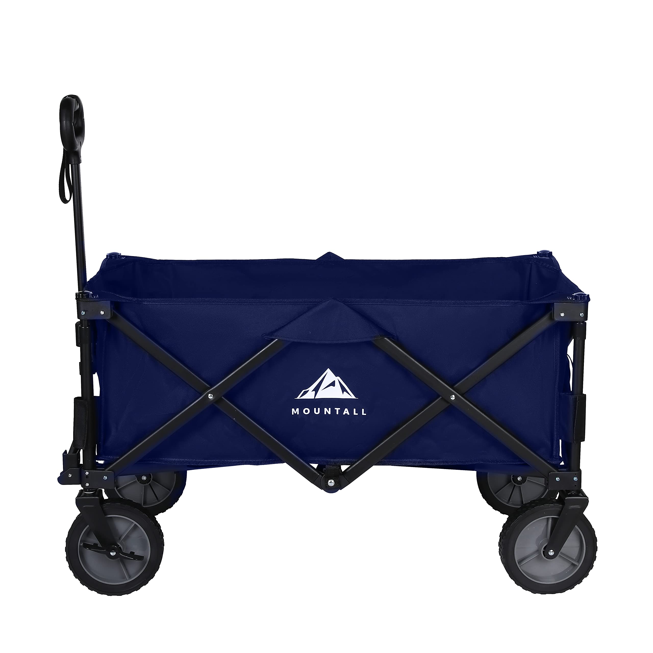 Collapsible Portable Wagon Trolley Folding Wheeled Festival Cart For Camping Beach Outdoor Leisure (Navy)