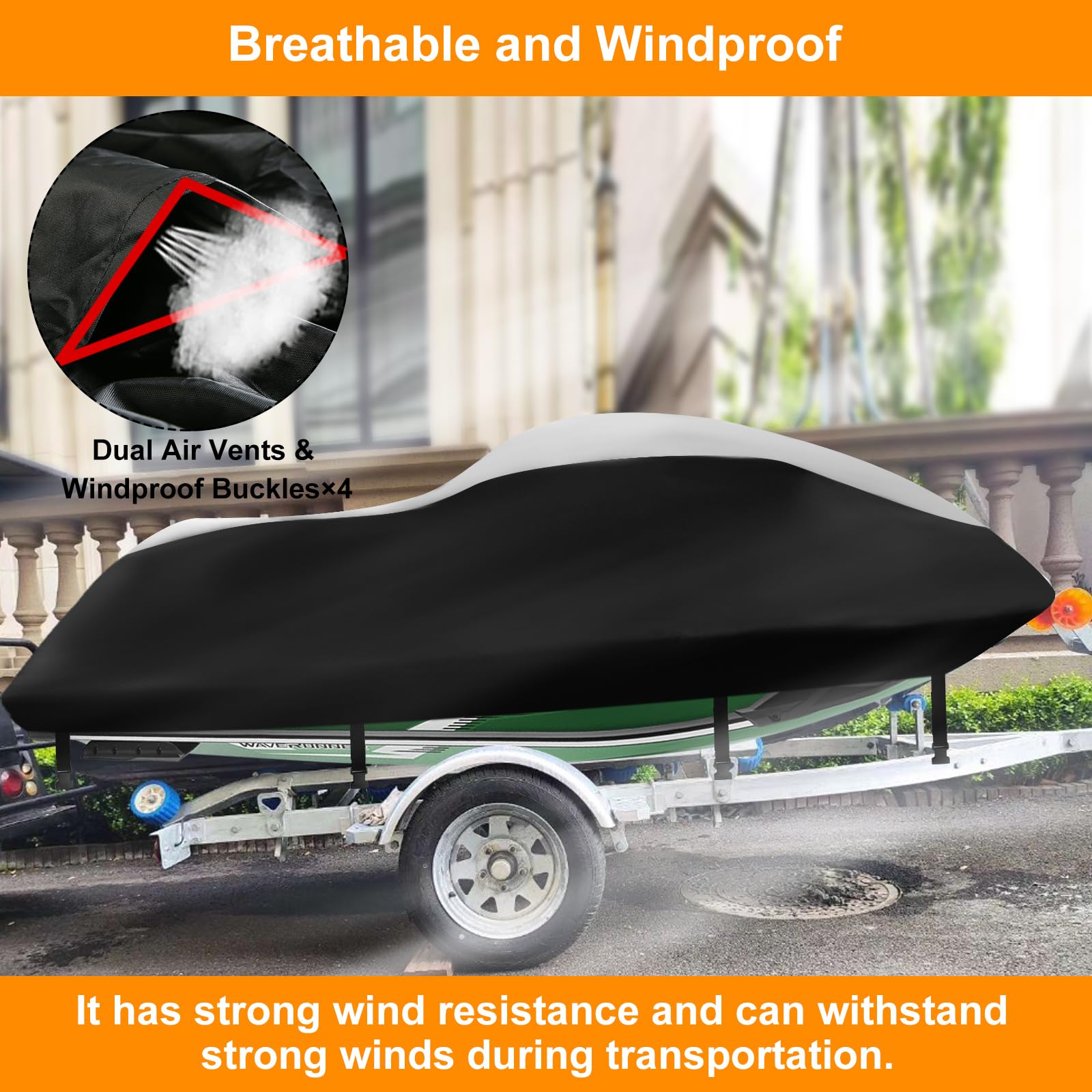 Waterproof Jet Ski Covers,Upgraded 420D Heavy Duty Motorboat Cover,2 Air Vent Marine Grade UV Resistant for Yamaha,Seadoo,Kawasaki,Waverunner Polaris