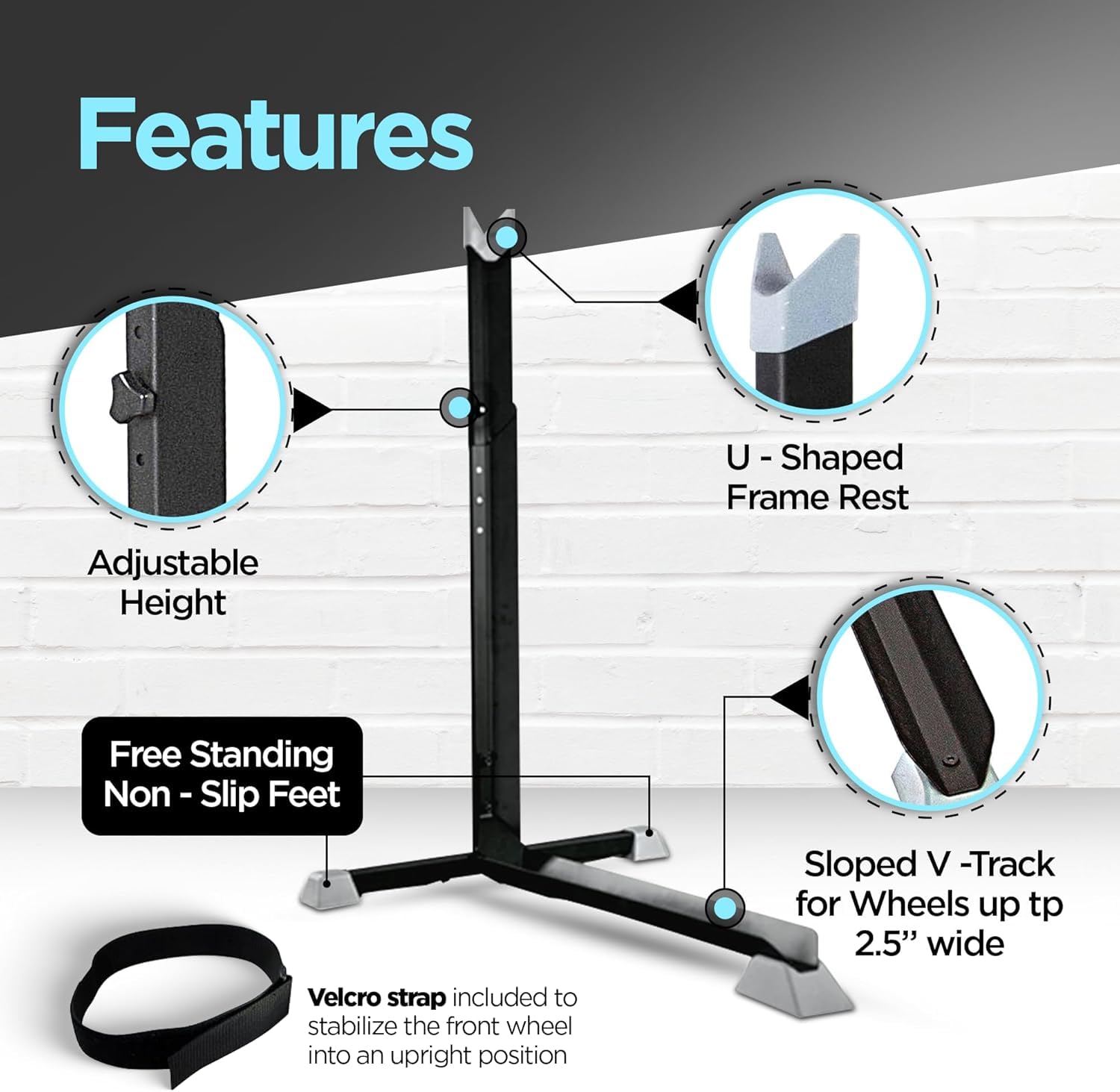 Bike Nook Bicycle Stand, Portable and Stationary Space-Saving Rack with Adjustable Height, for Indoor Bike Storage