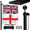 NQ 20FT (6M) Flag Poles for Garden, Sectional Heavy Duty Aluminum Flag Pole Kit with UK Flag, Flag Pole Topper, Flagpole Rope, Outdoor in Ground Flag