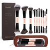 MAANGE 10 PCS Makeup Brush Set with Case, Dual-Ended Professional Foundation Eyeshadow Blush Makeup Brushes Kit, Synthetic Vegan Hair Soft Face