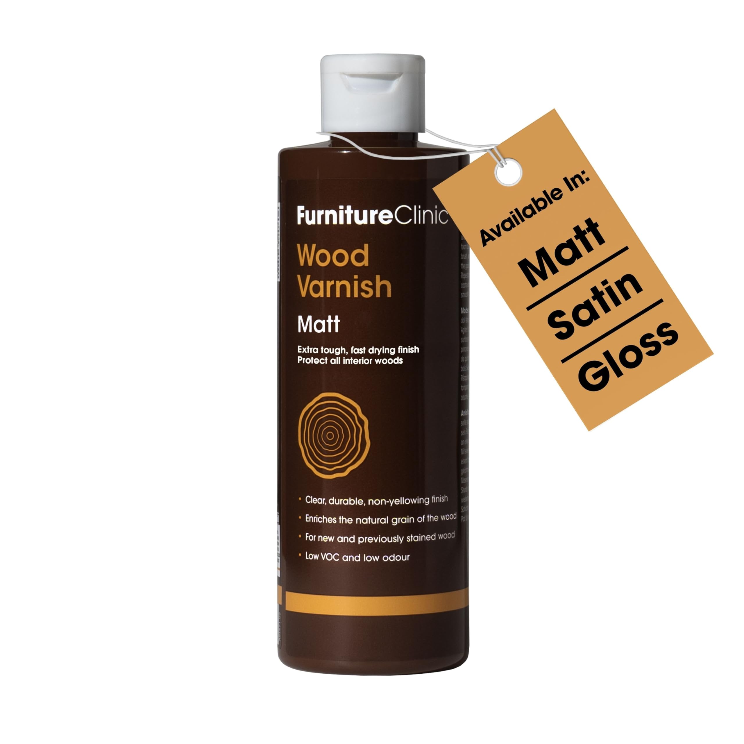Wood Varnish - 500ml - Fast Drying, Clear Varnish for Wood - Low Odour, Water-Based Varnish - Protects Interior Wood from Scratches and Stains - Matt