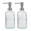 Funly mee Bathroom & Kitchen Glass Hand and Dish Soap Dispenser with 304 Rustproof Stainless Steel Pump (Clear-2pack)