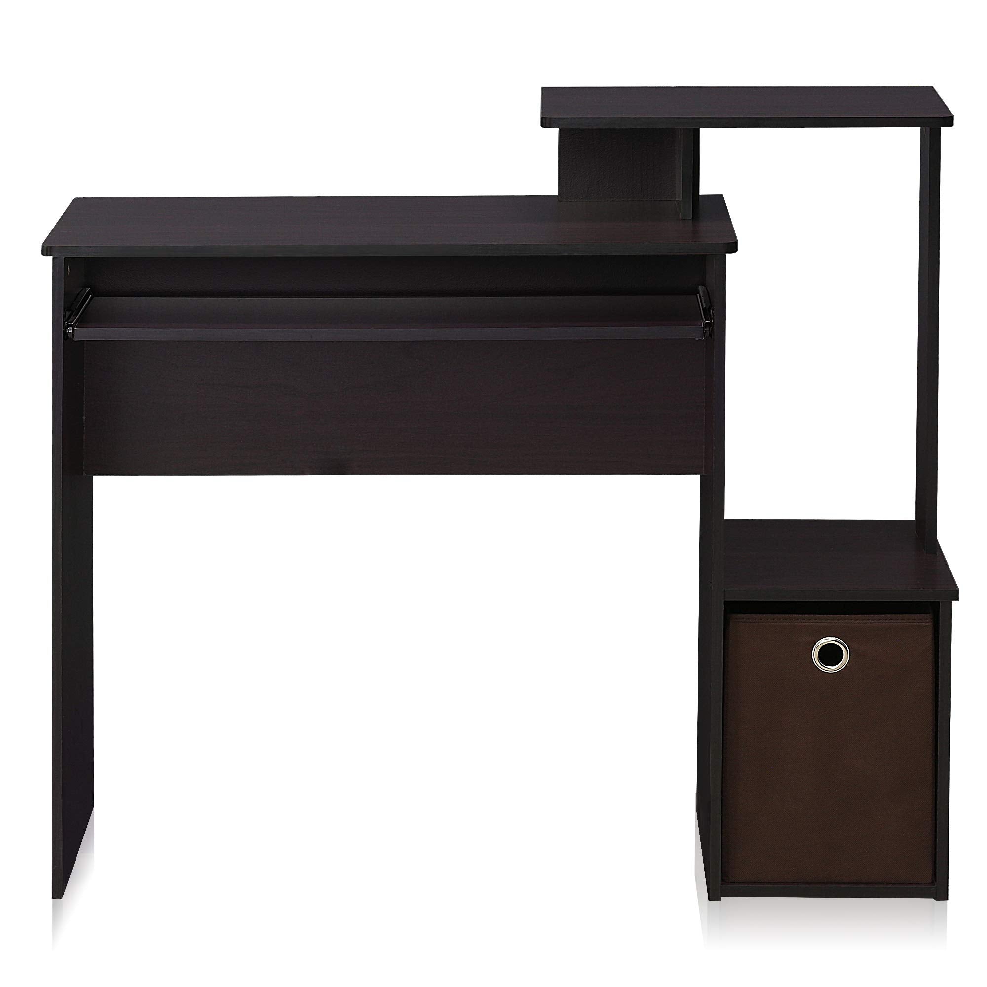 Furinno Econ Multipurpose Home Office Computer Writing Desk, Computer Desk, Study Desk, w/Bin, Dark Walnut, 100.1 (W) x 86.6 (H) x 39.9 (D) cm