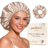 YANIBEST 22 Momme 100% Mulberry Silk Bonnet for Sleeping, Double Layer Sleep Cap Hair Wrap for Women, Natural Silk Hair Bonnet with Scrunchie