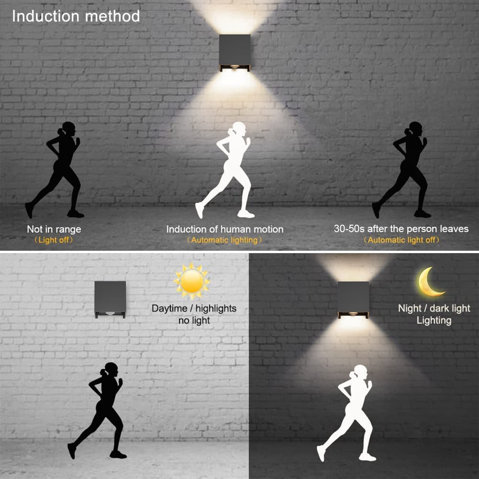 Klighten 2PCS Outdoor Wall Light with Motion Sensor, Waterproof IP54 Outside Wall Lamps with Sensor, Adjustable Beam Angle, Natural White 4000K, Dark
