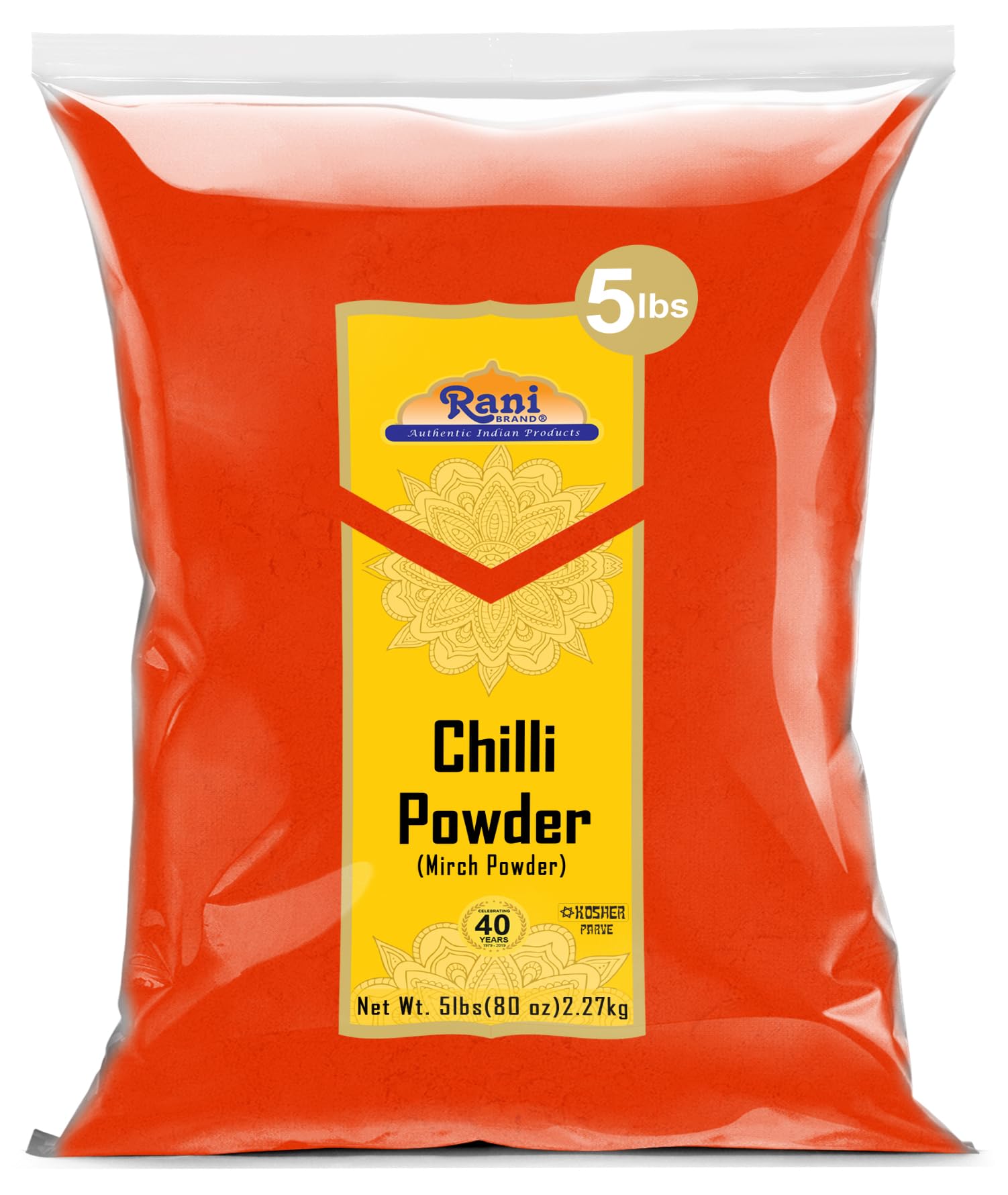 Rani Chilli Powder (Mirchi) Ground Indian Spice 80oz (5lbs) 2.27kg Bulk ~ All Natural | Salt-Free | Vegan | No Colors | Gluten Friendly | NON-GMO |