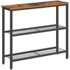 HOOBRO Console Table for Hallway Slim, Narrow Console Table, Hallway Table with 3 Shelves, Slim Sofa Table for Small Spaces, Living Room, Metal Mesh