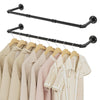 YheenLf 2-Pack Clothes Rail Wall Mounted, 100cm Industrial Style Garment Rack, Heavy Duty Wardrobe Pole, Multi-Purpose Clothing Hanging Rod for Closet