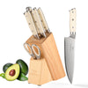 NANFANG BROTHERS Knife Set, 6 Piece Damascus Kitchen Knife Set with Block, VG10 Steel Core with HRC 60 ? 2 Hardness, with Cooking Shears, Perfect