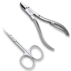 3 Claveles Short Scissors with Curved Tip with Nail Pliers Nickel Plated Manicure Kit Scissors Cuticulas and Nail Pliers Professional Stainless Steel