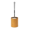 Relaxdays Bamboo Toilet Brush Holder: 33 x 10.4 x 10.4 cm, Natural Bamboo with Plastic Toilet Brush, Stainless Steel Finish, Replaceable Brush Head,