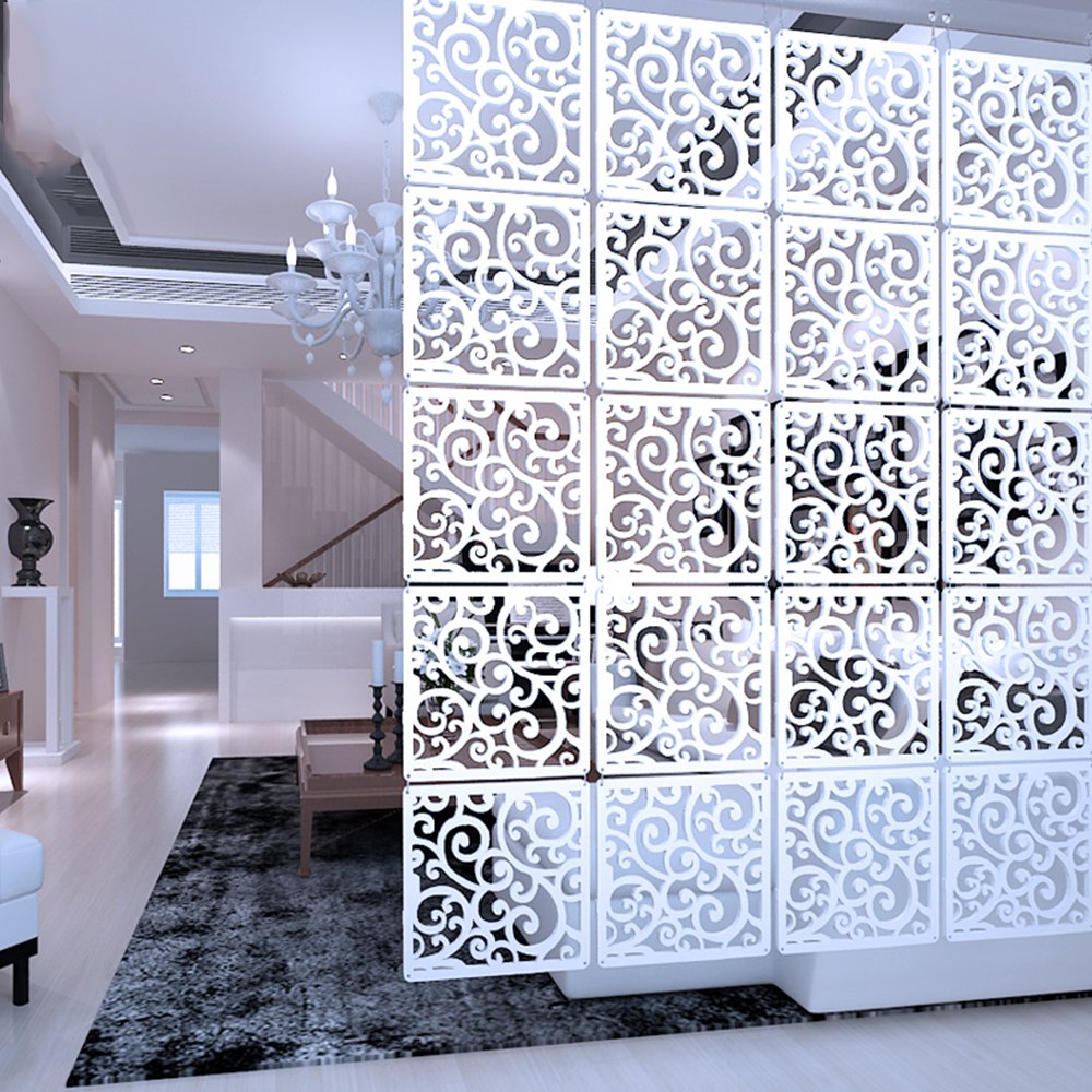 Y-Step 12Pcs Hanging Room Divider Screen, 0.2 inch Thick White Hanging Panels Screen for Home, Livingroom, Bedroom, Kitchen, Dining Room, Hotel,