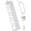 PIBEEX Extension Lead 4 Way Multi Plug Extension Sockets with Individual Switches Wall-Mounted Power Strip 3M Extension Cord 13A Fused UK Plug 3250W