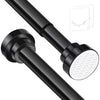 Stainless Steel Extendable Shower Curtain Rod Tension Pole (72cm-132cm) Black, including 2 Holders,Net Voile Curtains Rail,Adjustable Telescopic Rods