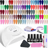 JODSONE 60 PCS Gel Nail Polish Kit with U V Light Base and Matte Glossy Top Coat Nail Gel Polish Soak off Manicure Accessory Tools Suitable for All