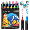 Shuttle Art Dual Tip Acrylic Paint Pens, 36 Colours Fine & Brush Paint Marker Pens, Paint Pens for Rock Painting, Ceramic, Wood, Fabric, Glass, Art