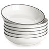 MALACASA Large Pasta Bowls Set of 6 with Black Rim, Pasta Bowls, Pasta Bowls Set, Ceramic Bowls Sets, Microwave and Dishwasher Safe, 6 Piece,