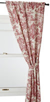 Ellis Curtain Victoria Park Toile 68-Inch-by-72 Inch Tailored Panel Pair with Tiebacks, Red