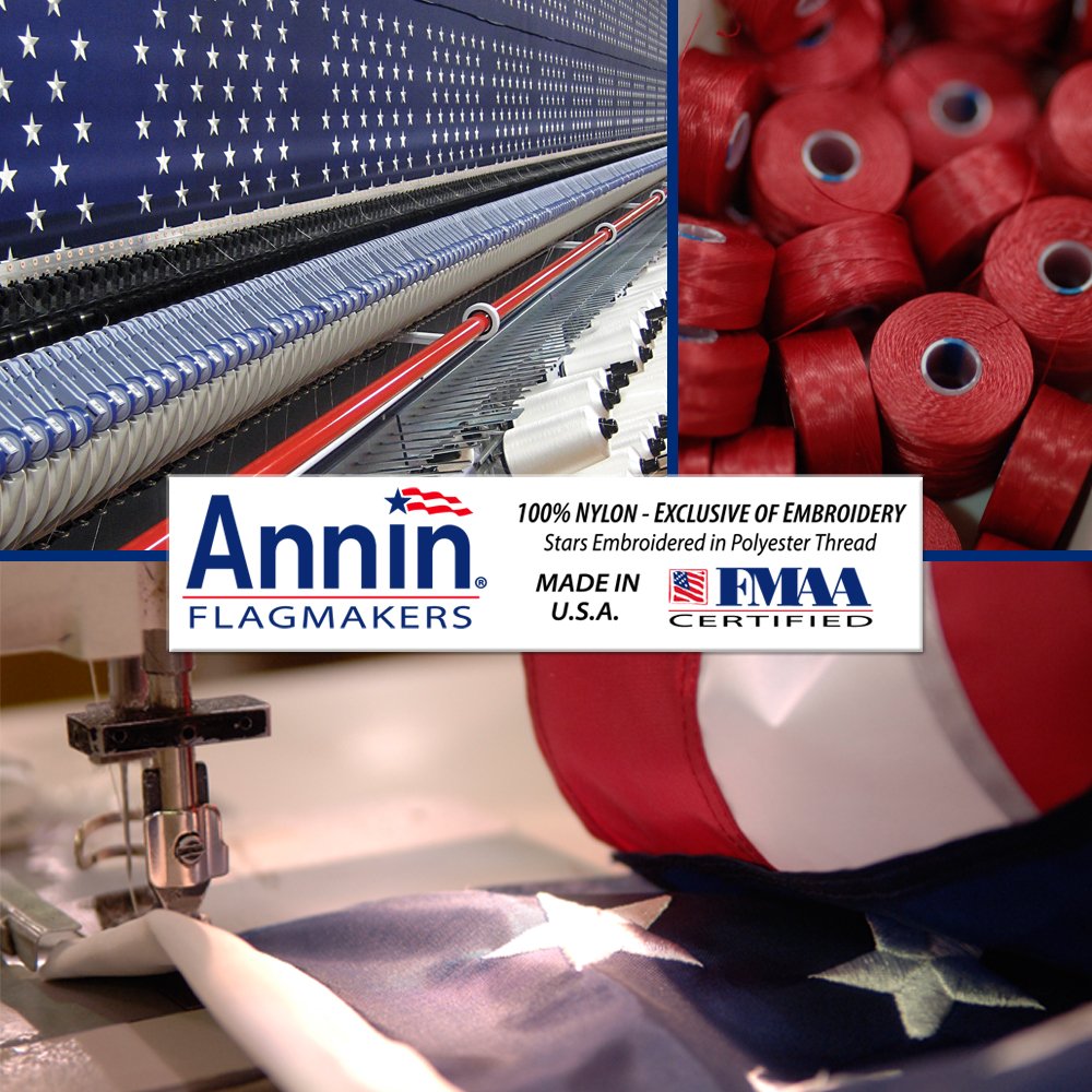 Annin Flagmakers 2720 American Tough-Tex Polyester Flag, 4x6 ft, 100% Made in USA with Sewn Stripes, Embroidered Stars and Brass Grommets
