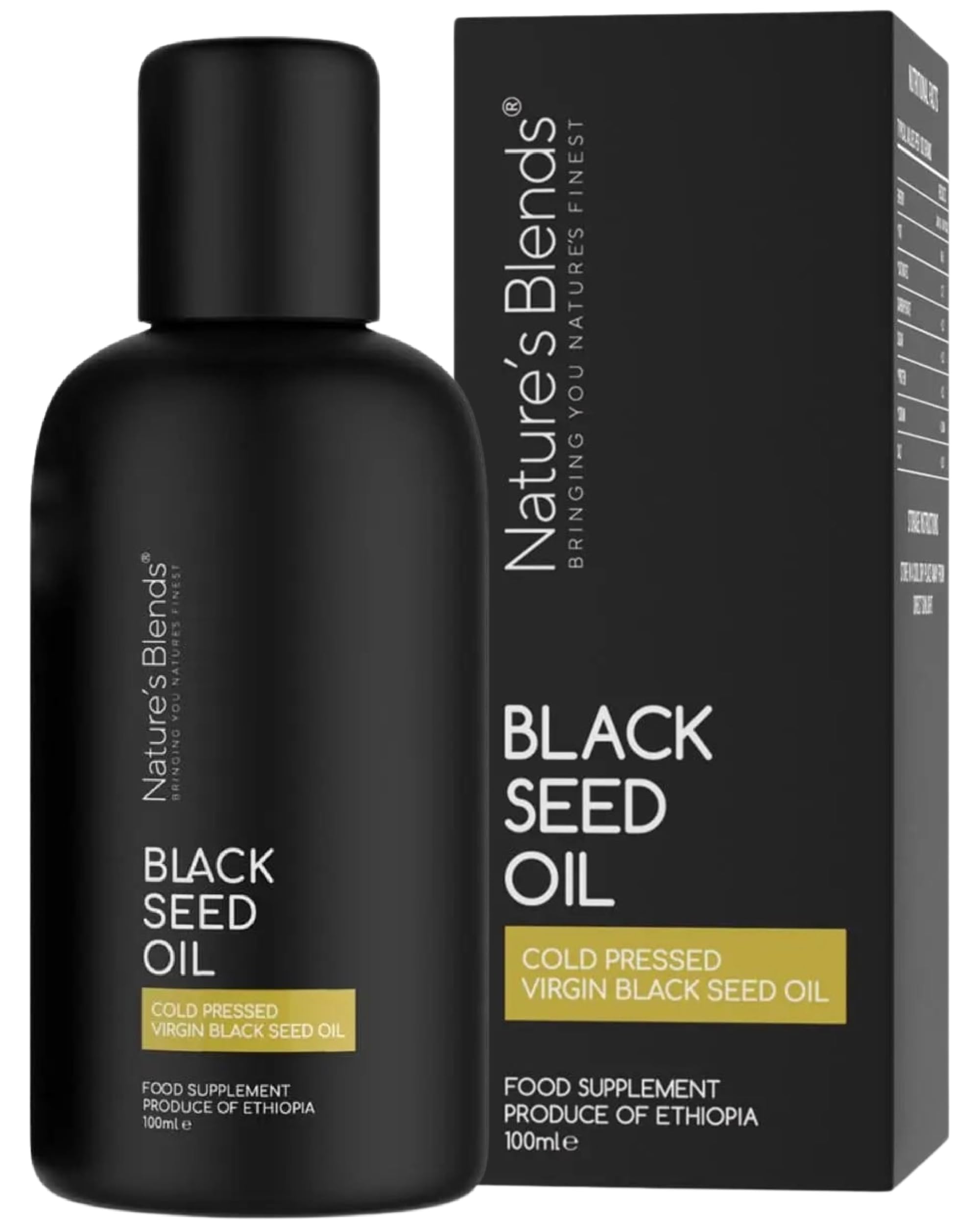 Nature's Blends Black Seed Oil Cold Pressed - 100ml | Made with 100% Pure & Natural Nigella Sativa Seeds - Black Cumin Seed Oil Rich in Thymoquinone