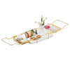 BVL Gold Bath Tray, Stainless Steel Bath Board with White Marble, Adjustable Bath Rack Bath Shelf Bath Trays for Across The Bath Organizer Storage