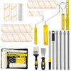 Paint Roller Set, 13 Pack Paint Rollers and Trays Sets, 9 inch Painting Roller Set with Extension Pole, Paint Tray, Paint Brush, Paint Stirrer for