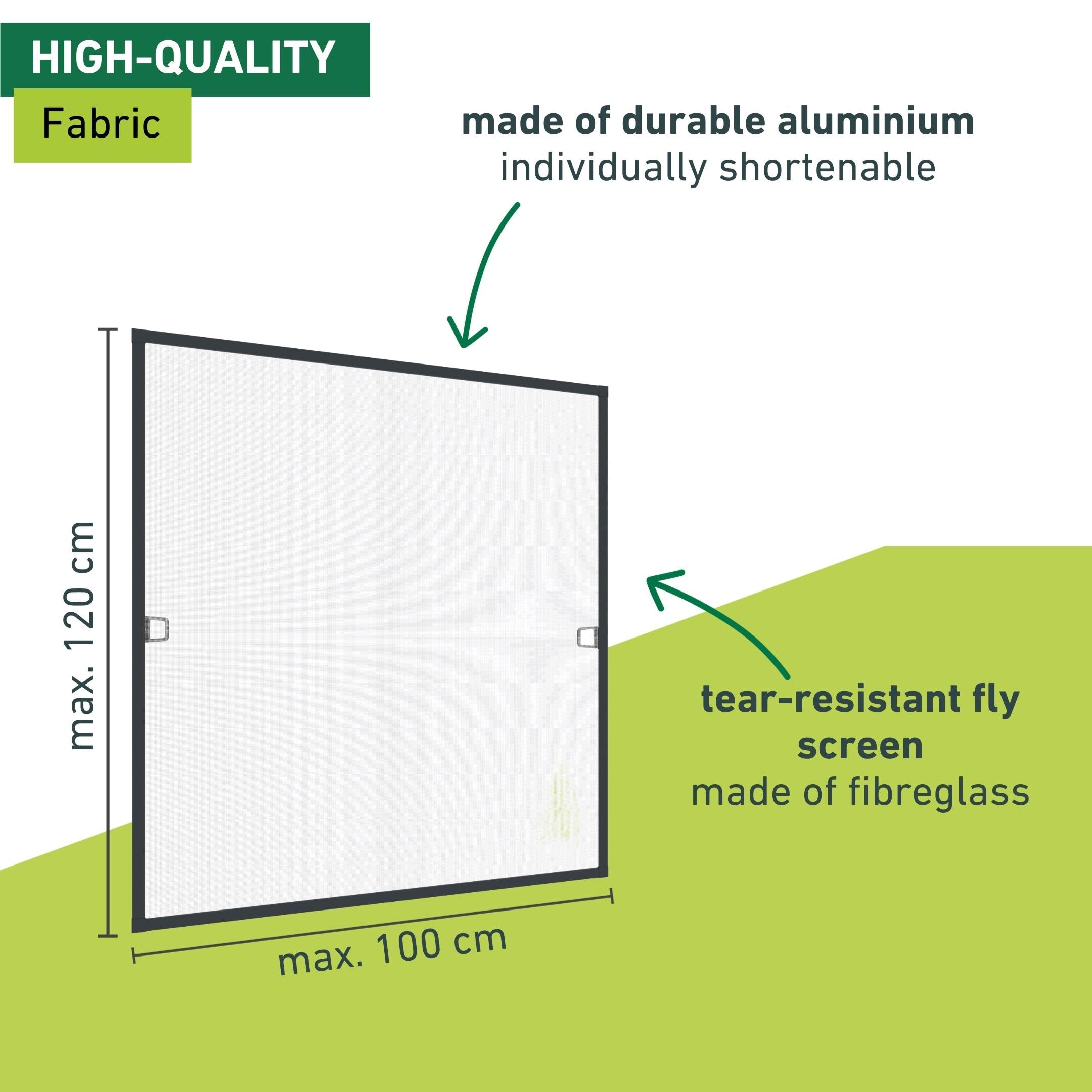 Windhager Insect Screen Tension Frame Window Plus, Fly Screen, Aluminium Frame for Windows, Can Be Shortened, 100 x 120 cm, Anthracite, 04327