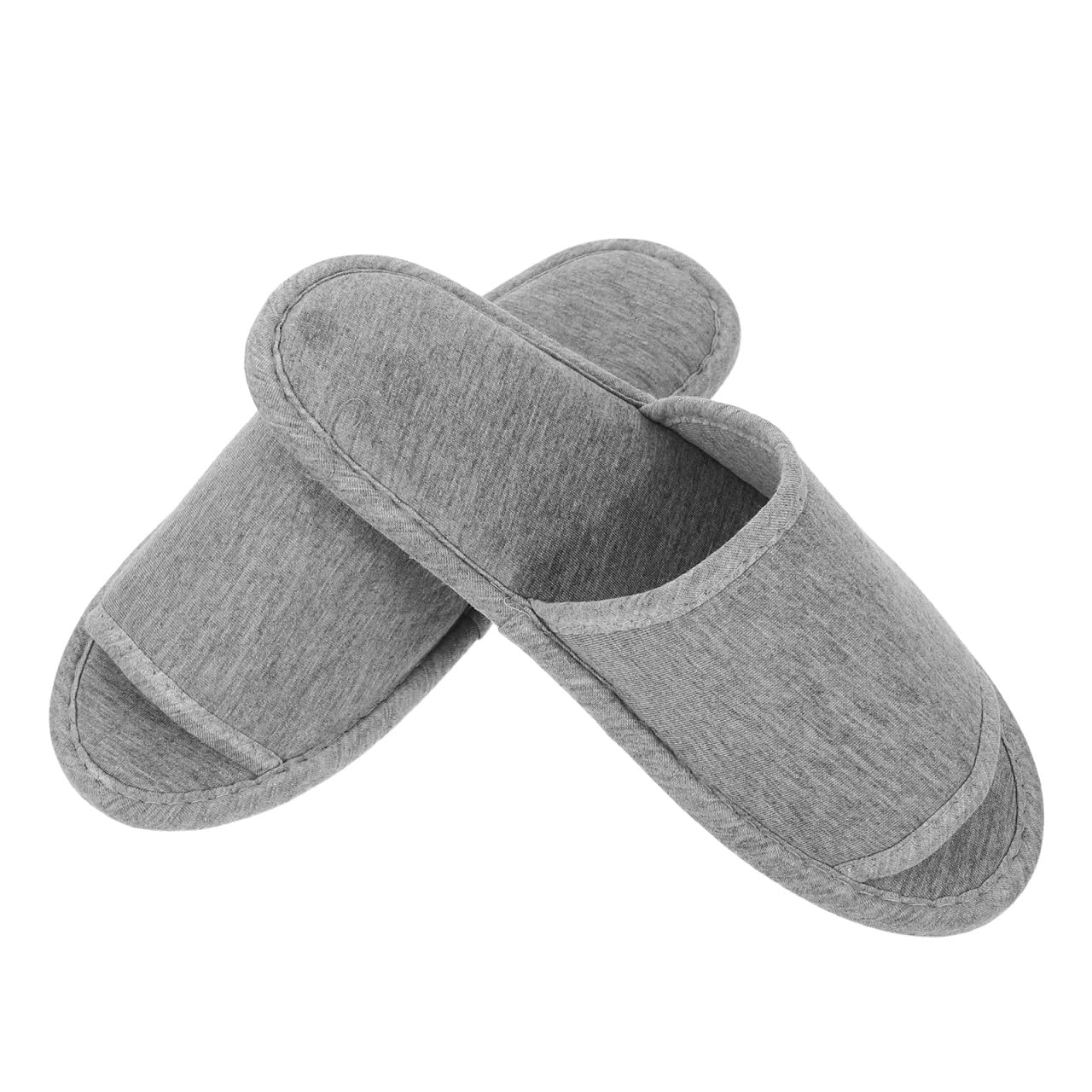 Baluue Portable Travel Slippers Foldable Open Toe Lightweight Sandals for Home Hotel Business Trip with Waterproof Durable Sole Grey