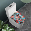 COEQINE Toilet Lid Cover Set Pink Blue Butterfly Retro Floral Pattern Bathroom Decor With Toilet Lid Cover Dortable For Home Decoration
