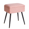 Aibiju Dressing Table Chair with Storage, Faux Teddy Fur Rectangular Bedroom Ottoman Stool with Metal Legs, Makeup Vanity Stool Side Table for Makeup