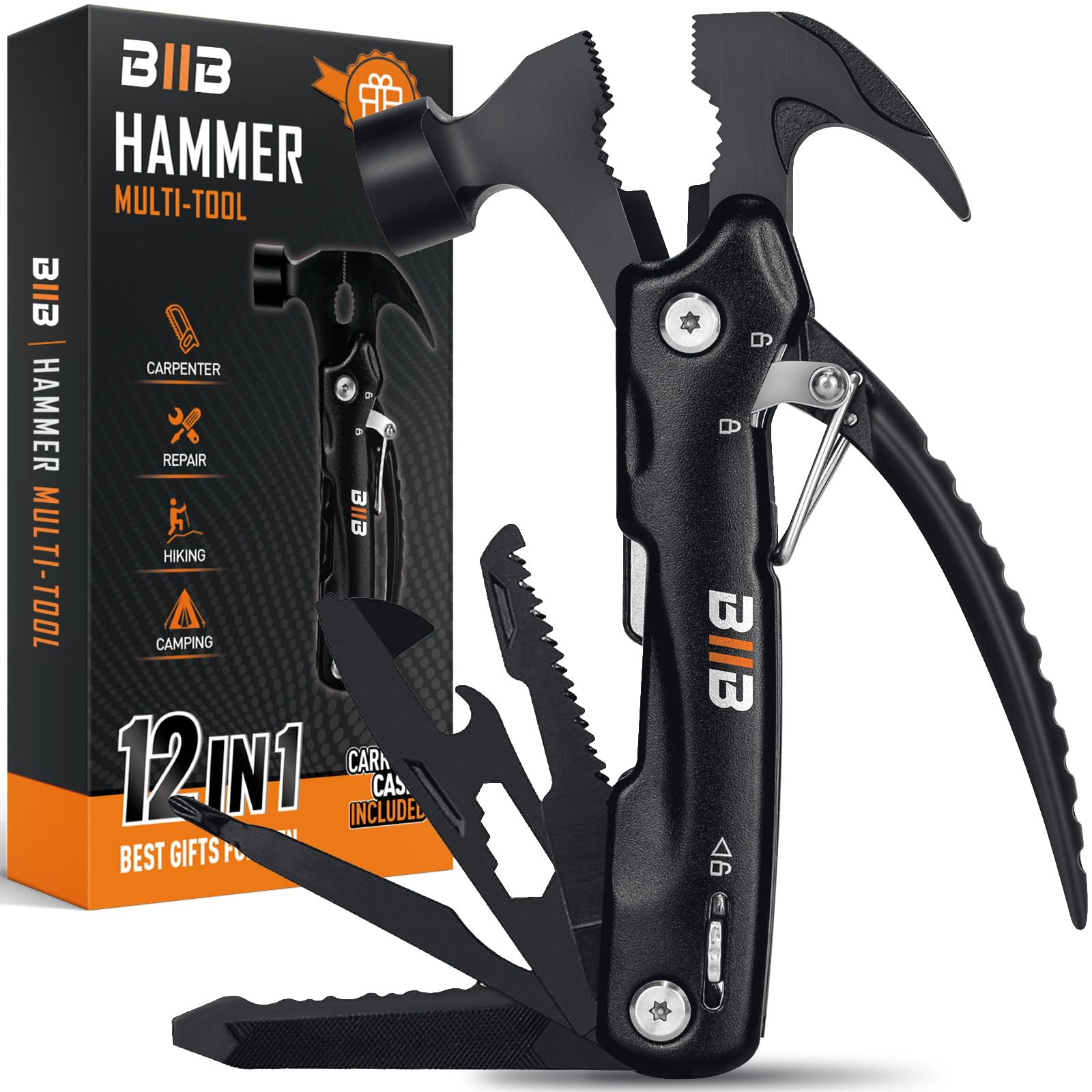 BIIB Gifts for Men, 13 in 1 Multitool Camping Accessories, Valentines Gifts for Him, Mens Gifts for Dad Birthday Presents, Gadgets for Men Hand Tools