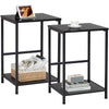 AMHANCIBLE Side Tables Set of 2, 2-Tier Sofa Side Tables, Bedside Tables with Steel Frames, Coffee Table, Small End Table for Small Spaces, Modern