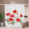 Woutay Shower Curtain Water Repellant Fabric Red Poppies,Mould Proof Resistant,Polyester,Size 180x180CM