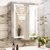 Janboe High-End Led Mirror Cabinet,Mirror Cabinet with Light,3 Colors&Dimmable,Demister,Lighted Glass Shelf,USB Shaver Socket.Surface Mount or Recess