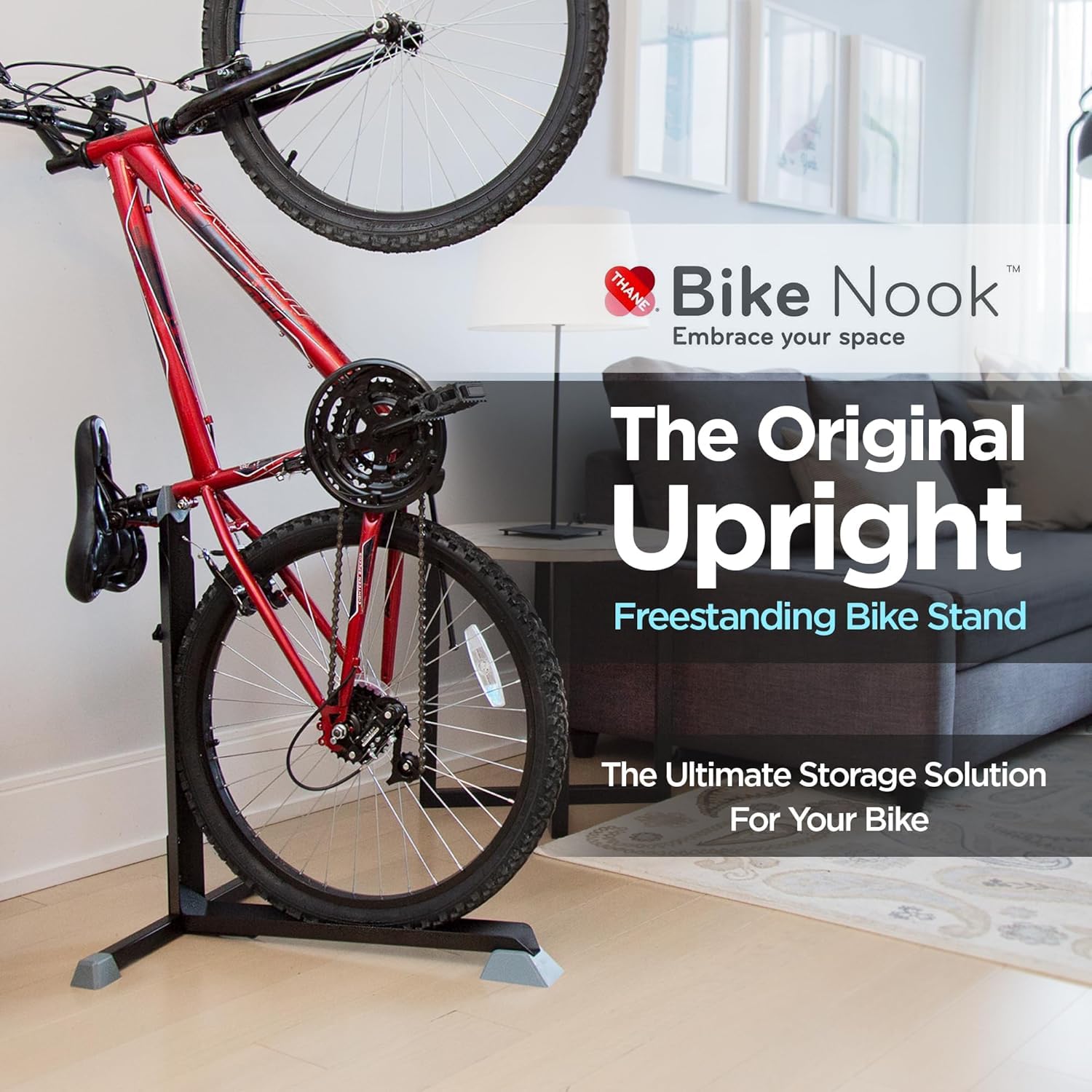 Bike Nook Bicycle Stand, Portable and Stationary Space-Saving Rack with Adjustable Height, for Indoor Bike Storage