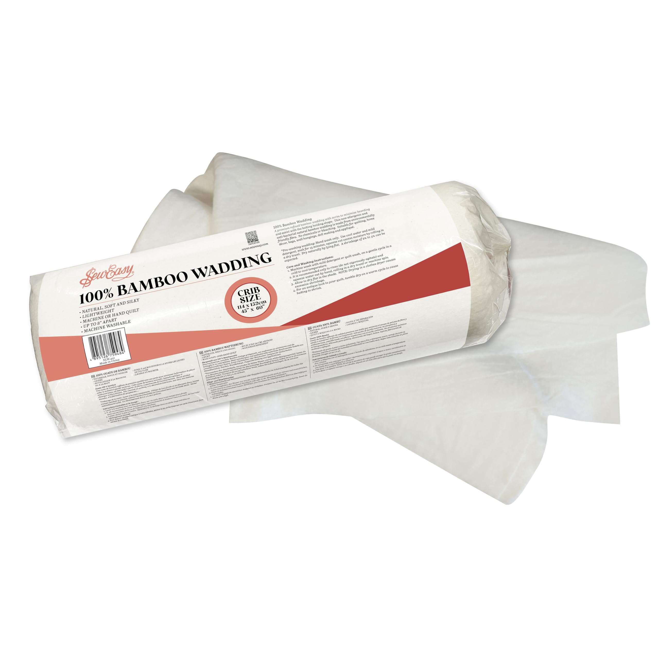 Sew Easy 100% Bamboo Wadding ? Non-Allergenic,Anti-Bacterial,Premium Refined Batting Scrim,Machine Washable,Quilting,Home D?cor,Bags,Wall