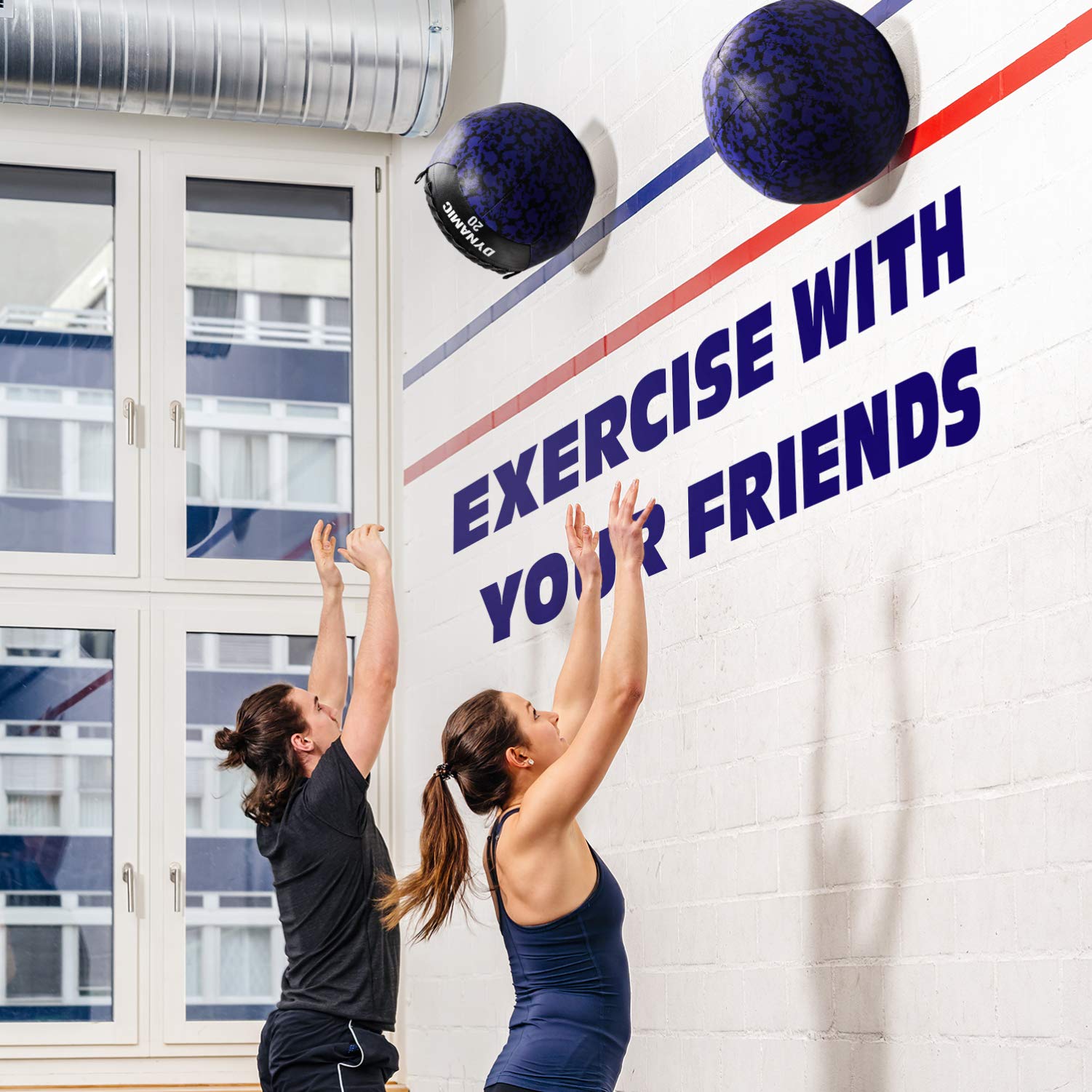 Yes4All B42T 9 kg Dynamic Wall Ball/Soft Medicine Ball, Wall Med Ball for Full Body Workout and Strength Exercise, Camuflaje azul marino
