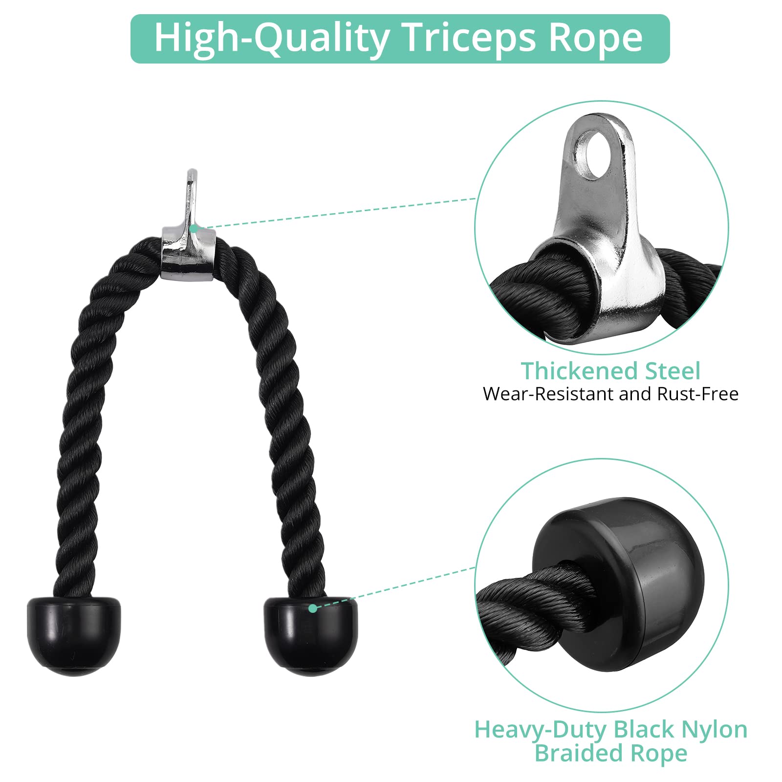 VINTEAM Cable Pulley System Gym, DIY Fitness Pulley System, Cable Pulley Attachments with Tricep Rope for Gym LAT Pull Down, Biceps Curl, Tricep, Arm