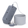 Gray Extension Lead with USB Slots?6 Way Outlets 5 USB(5A, 1 USB- C and 4 USB-A Port) with 1.6M Braided Extension cord, 3250W Overload