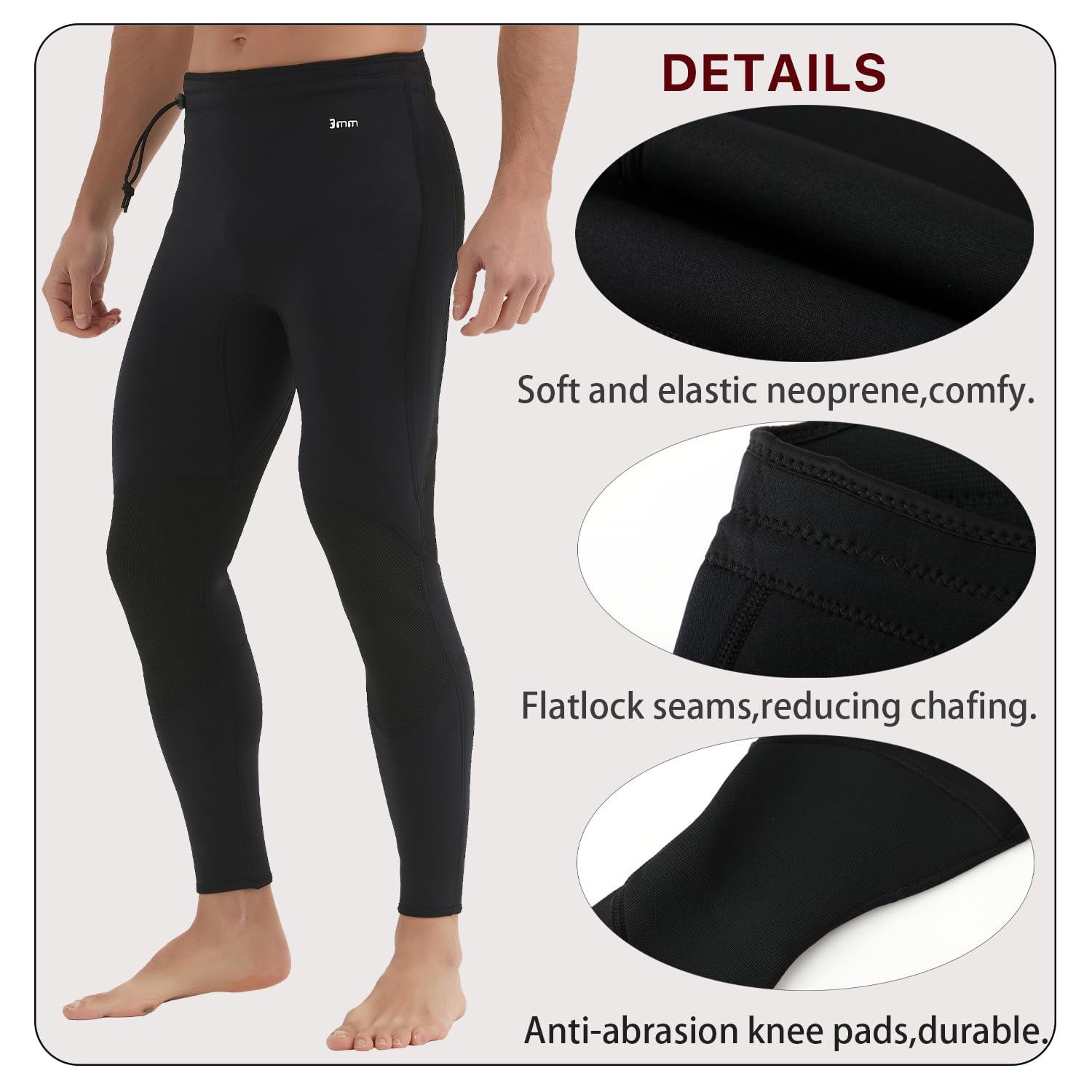 Lemorecn Wetsuits Pants 3mm Neoprene Swimming Canoeing Pants(UK1031-2XL?