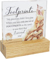 Memorial Glass Plaque on a Wooden Base - Footprints in the Sand