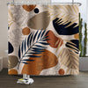 Xiaoterna Bohemian Tropical Palm Leaf Shower Curtain Modern Abstract Art Leaves Plants Washable Bathroom Curtain Minimalist Plant Leaves Pattern